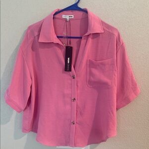 Fashion Nova Pink Button-Down Shirt